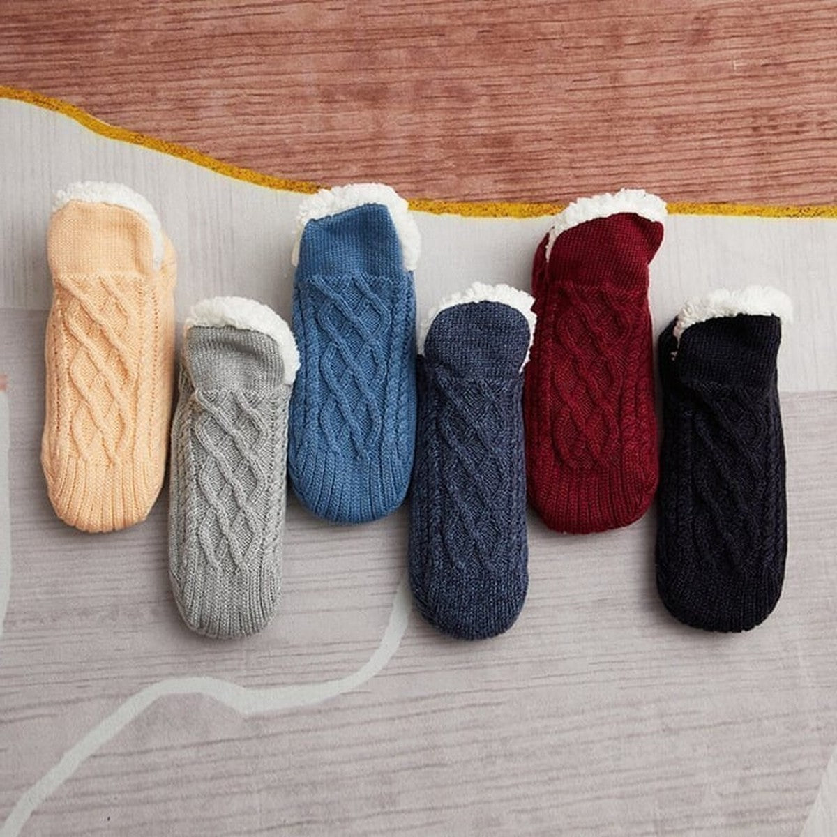 Daphne-Evelina | Women's Fleece-Lined Slipper Socks with Grip Soles