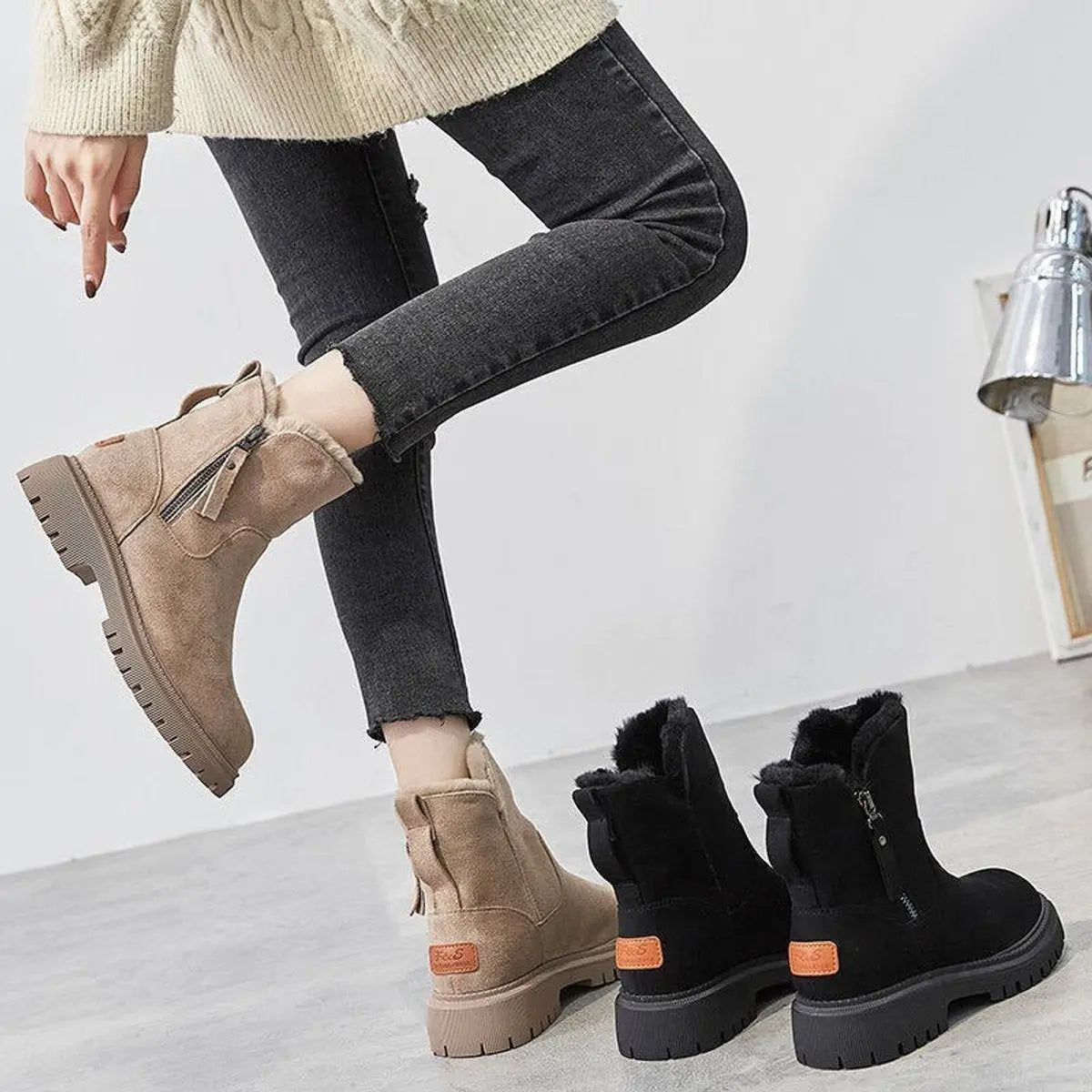 Valerie | Women's Fleece-Lined Suede Ankle Boots