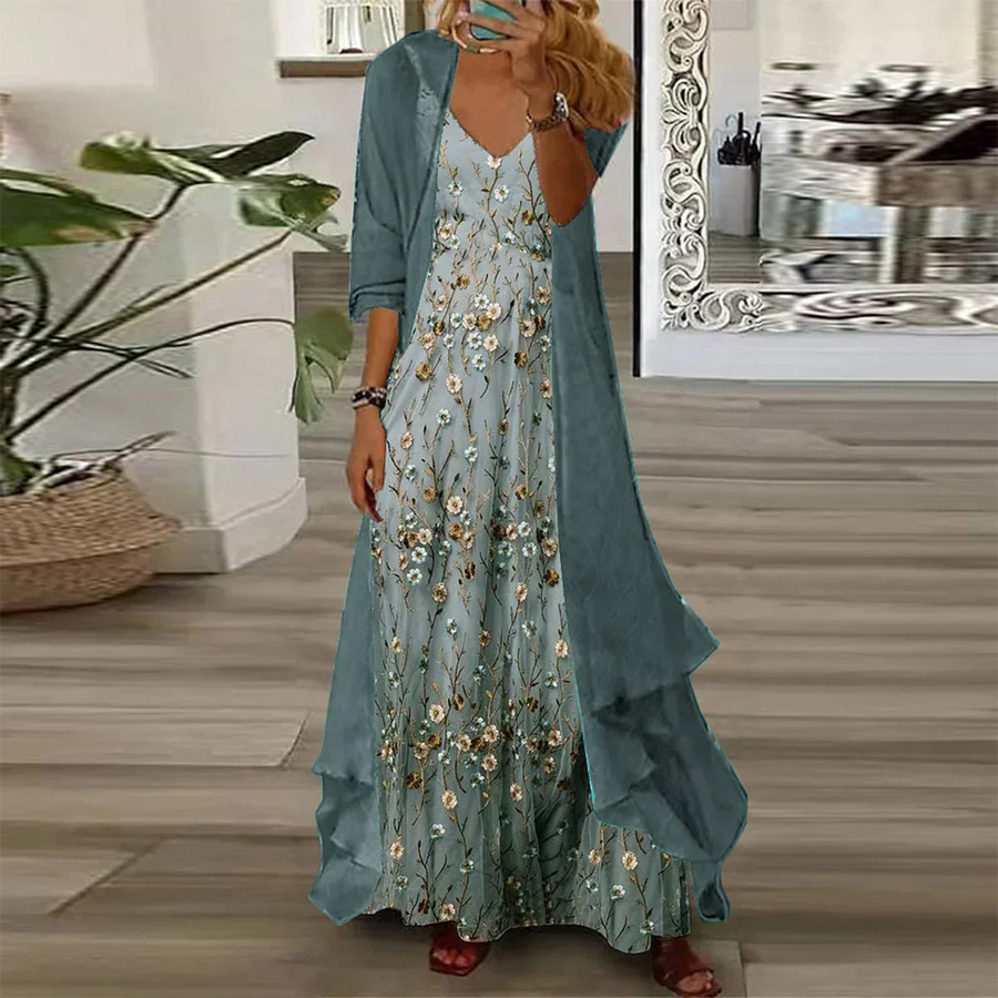 Magda-Viola | Women's Floral Maxi Dress & Jacket Set
