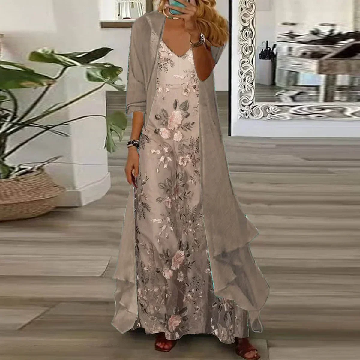 Magda-Viola | Women's Floral Maxi Dress & Jacket Set
