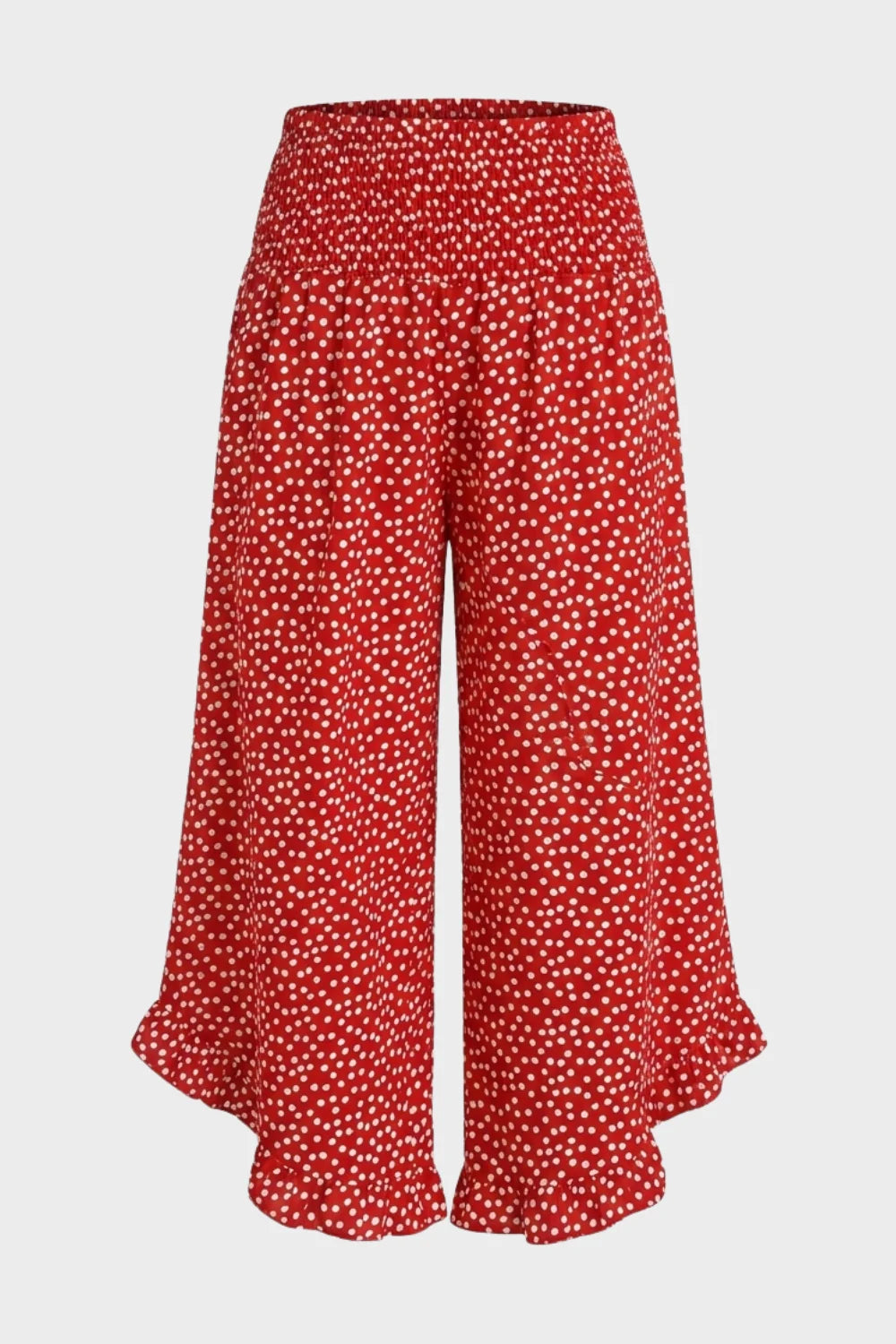 Meredith | Women's Floral Ruffle-Hem Wide Leg Trousers