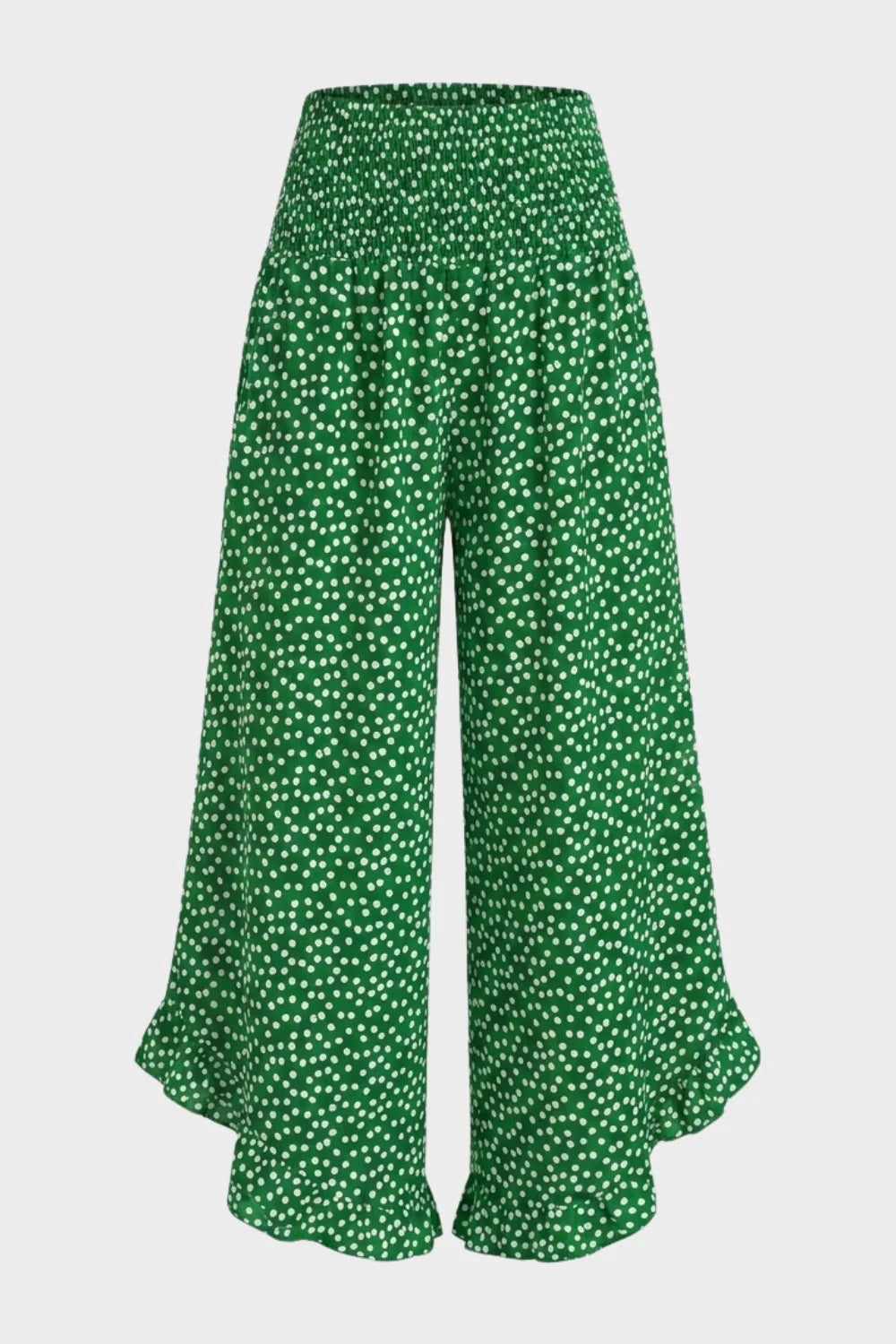 Meredith | Women's Floral Ruffle-Hem Wide Leg Trousers