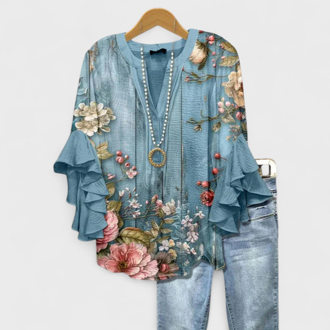 Pearl | Women's Floral Tiered-Sleeve Blouse