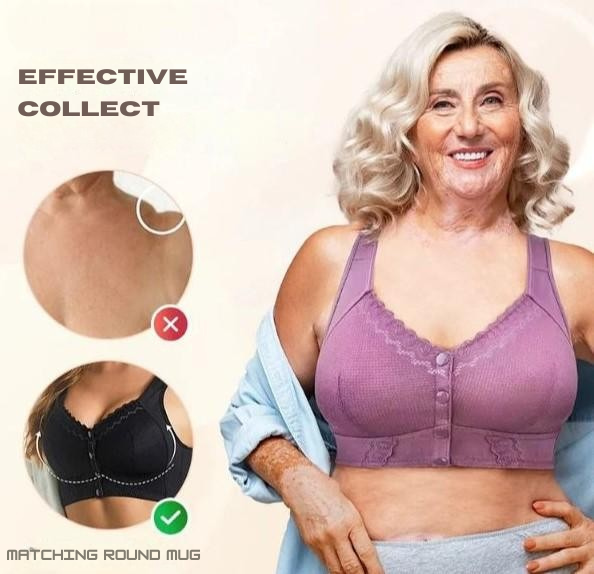 Miriam-Joyce | Women's Front-Close Wireless Bra with Wide Shoulder Straps