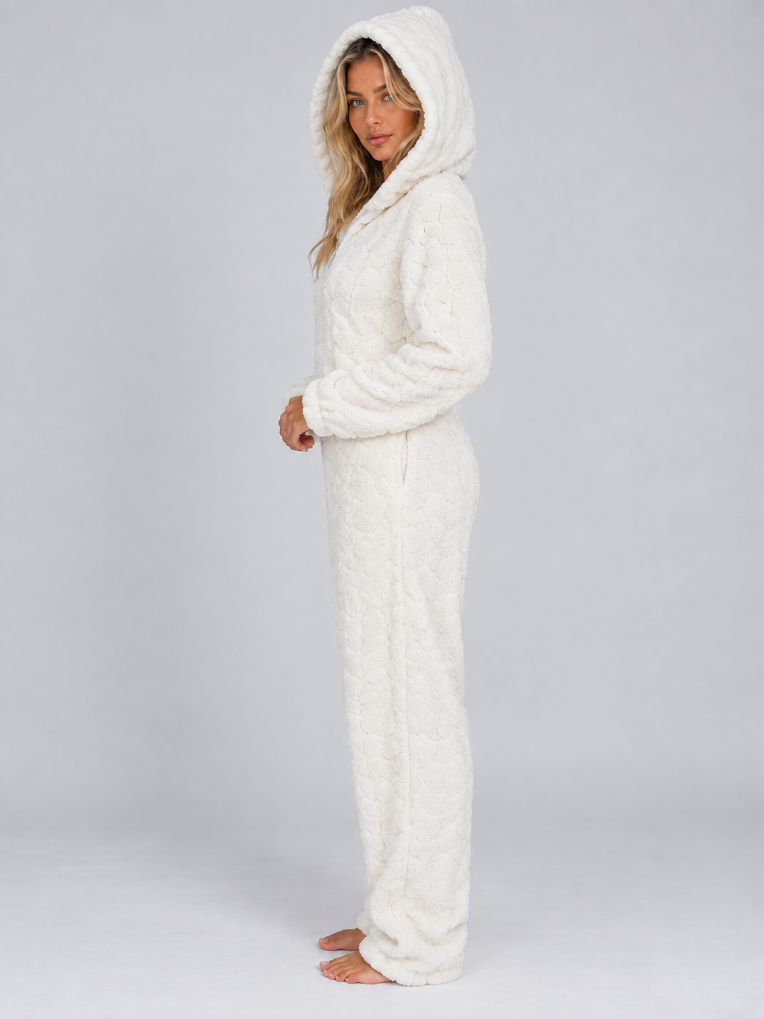 Aurelia-Harriet | Women's Full-Zip Hooded Fleece Jumpsuit