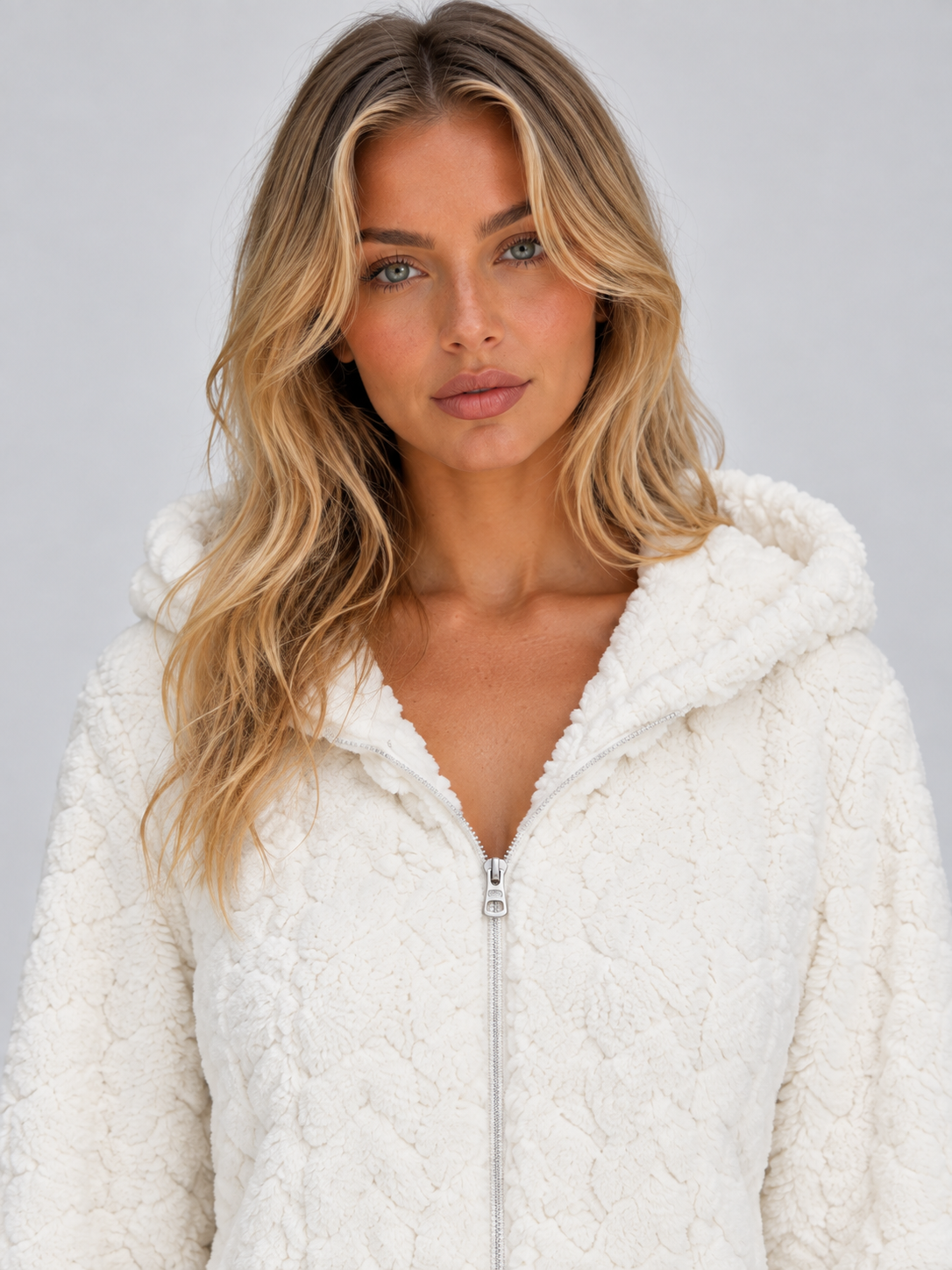 Aurelia-Harriet | Women's Full-Zip Hooded Fleece Jumpsuit