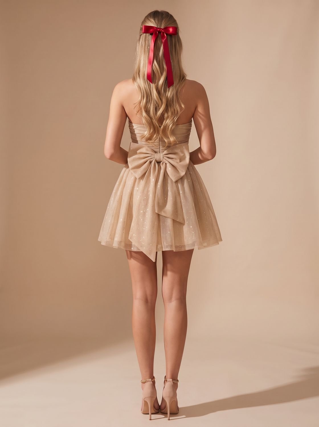 Rosemary-Miriam | Women's Glitter Pleated Bustier Mini Dress