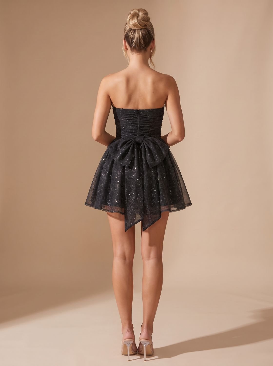 Rosemary-Miriam | Women's Glitter Pleated Bustier Mini Dress
