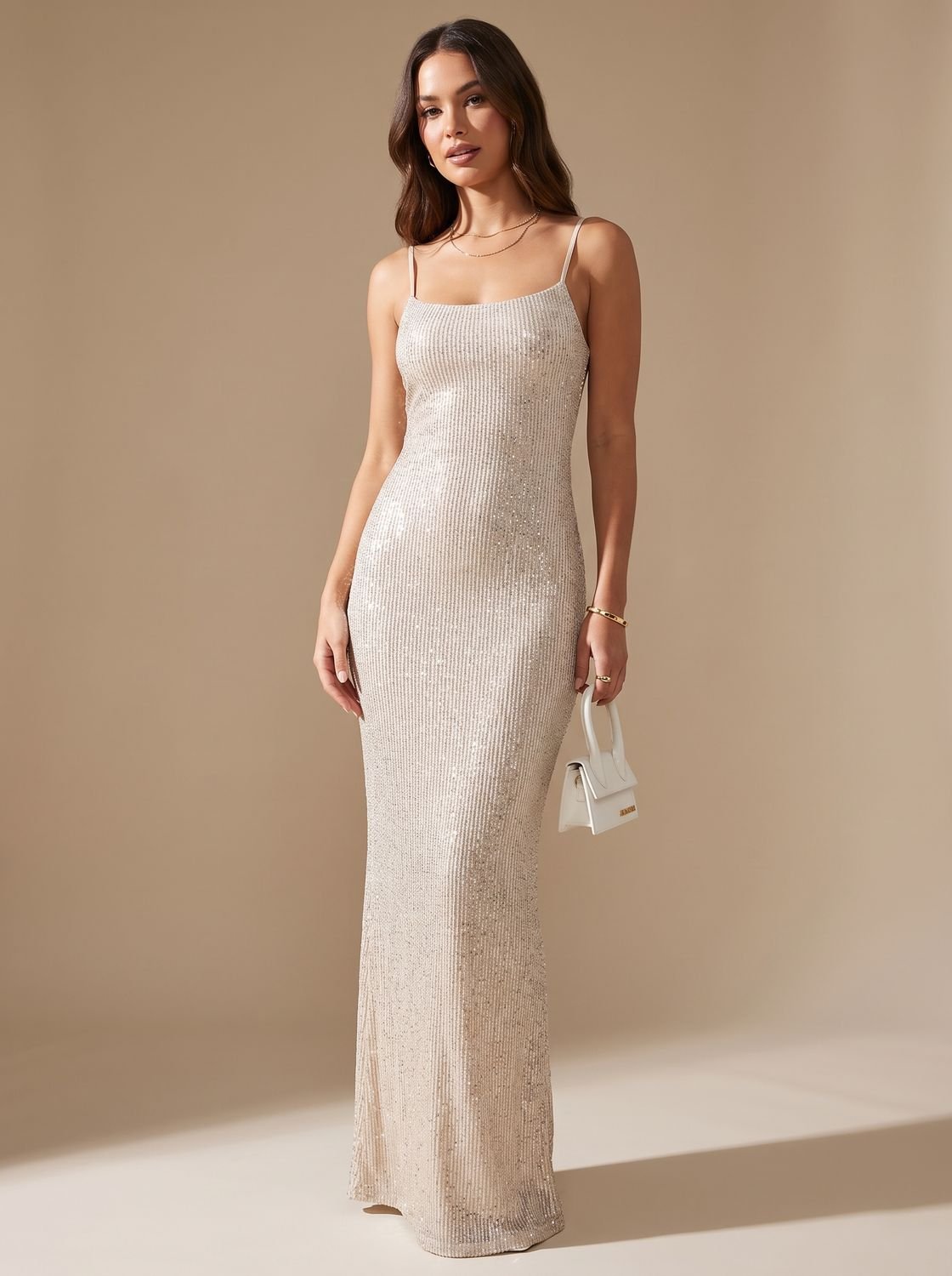 Stella-Annelise | Women's Gold Glitter Bodycon Maxi Dress