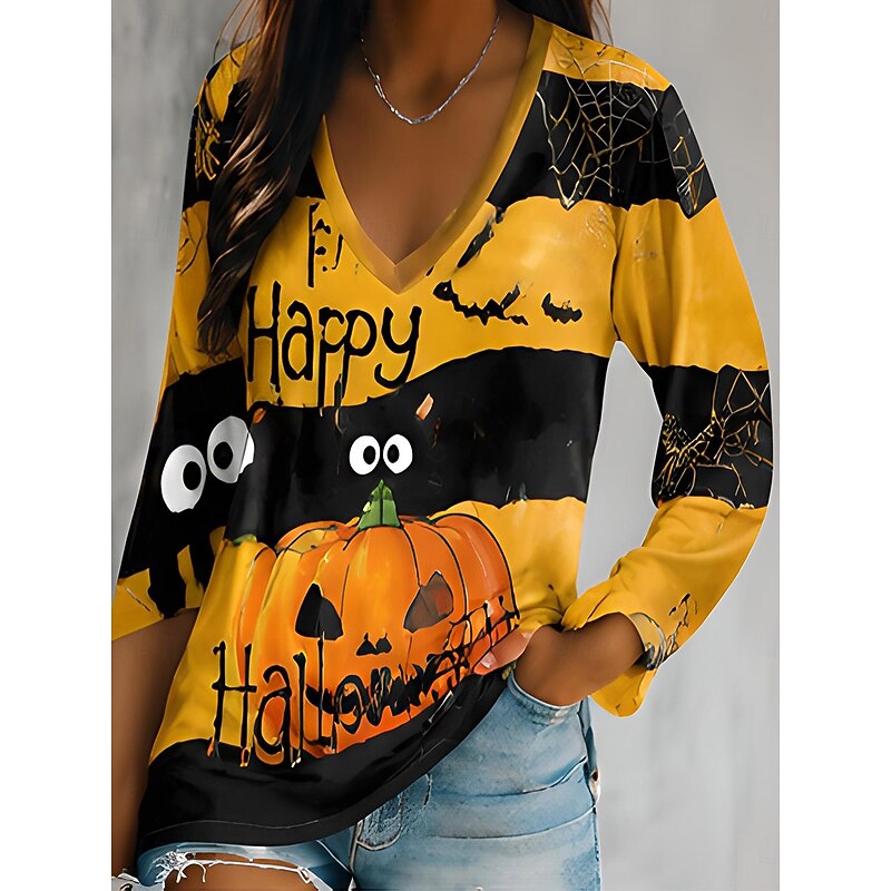Eleanor-Lavinia | Women's Halloween Graphic V-Neck Top