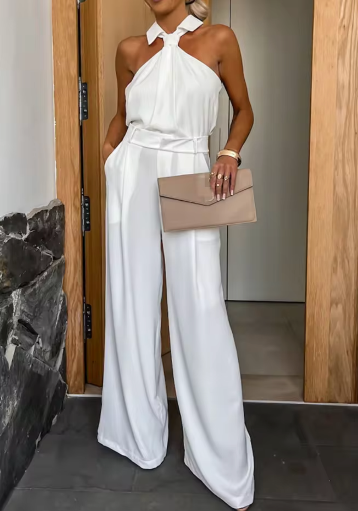 Cordelia | Women's Halter-Neck Wide-Leg Jumpsuit