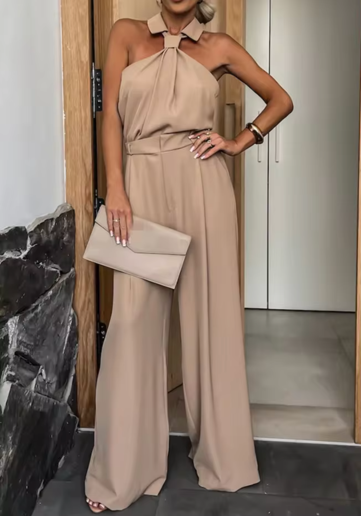 Cordelia | Women's Halter-Neck Wide-Leg Jumpsuit