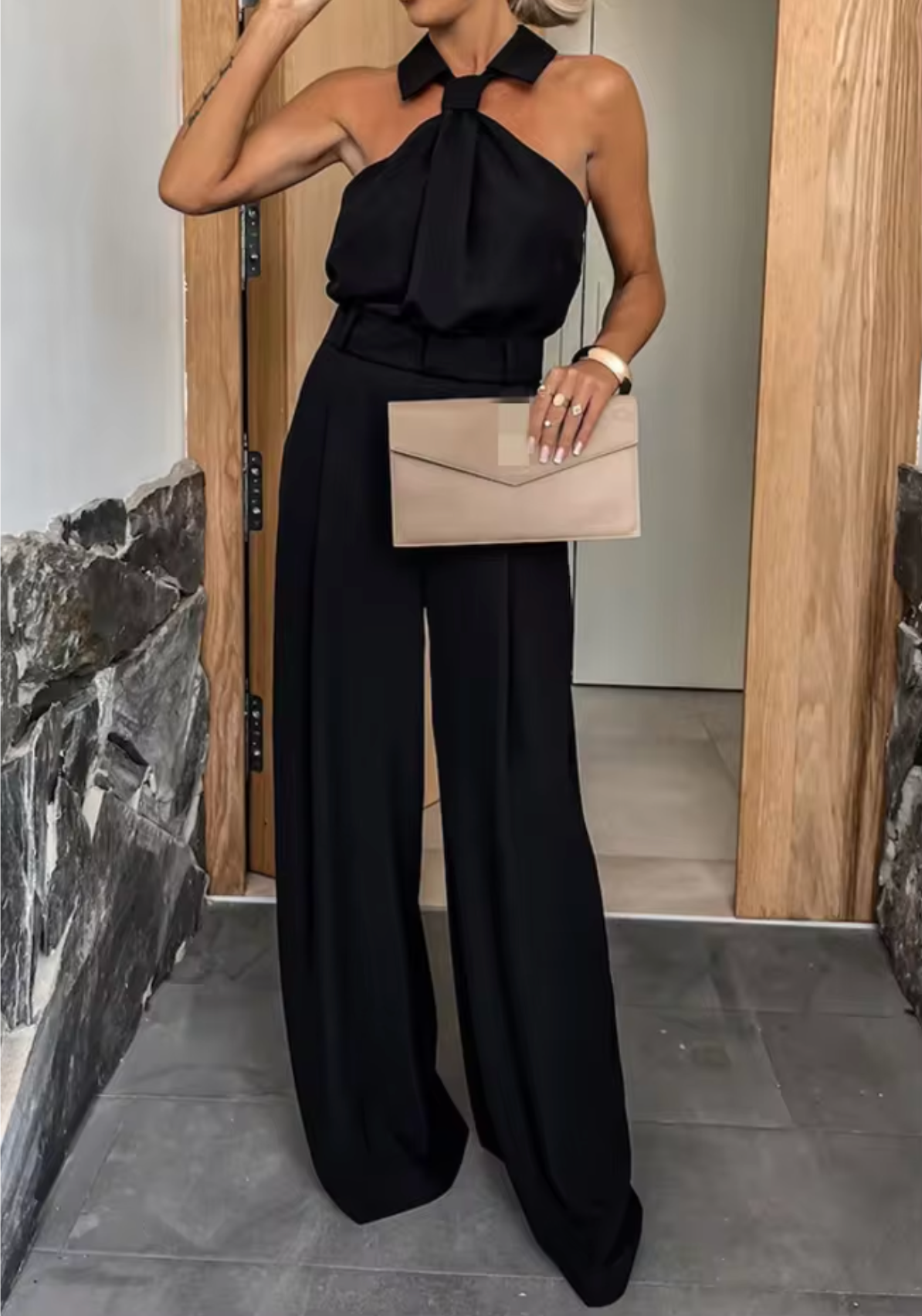 Cordelia | Women's Halter-Neck Wide-Leg Jumpsuit