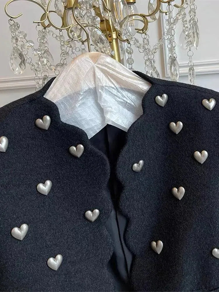 Rhea-Lydia | Women's Heart-Embellished Cropped Blazer