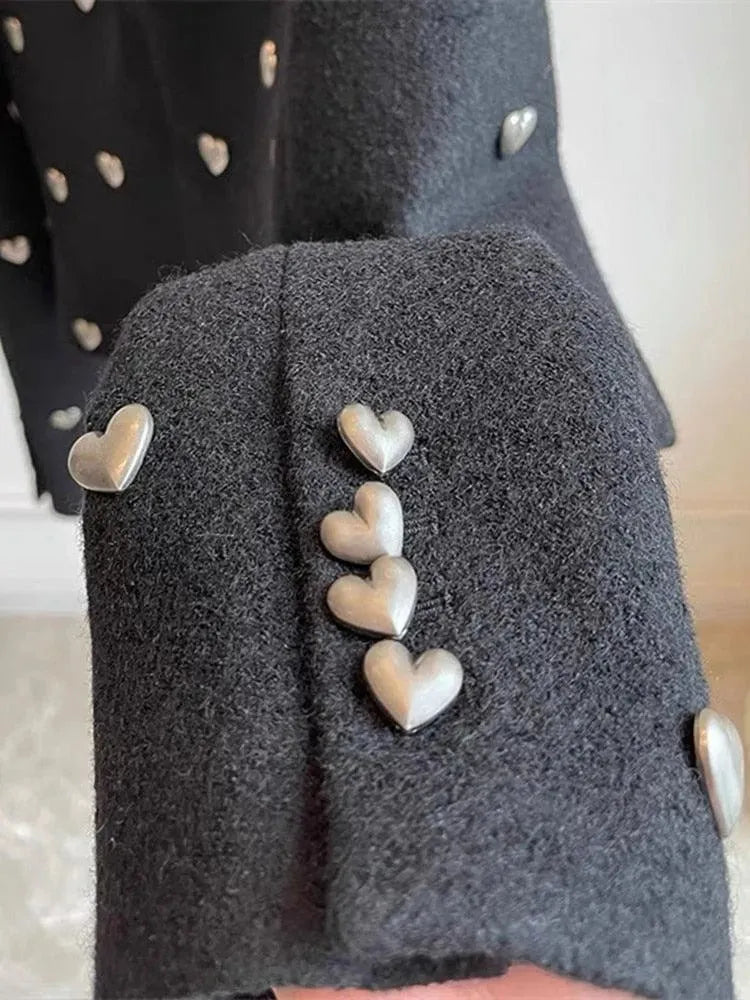 Rhea-Lydia | Women's Heart-Embellished Cropped Blazer