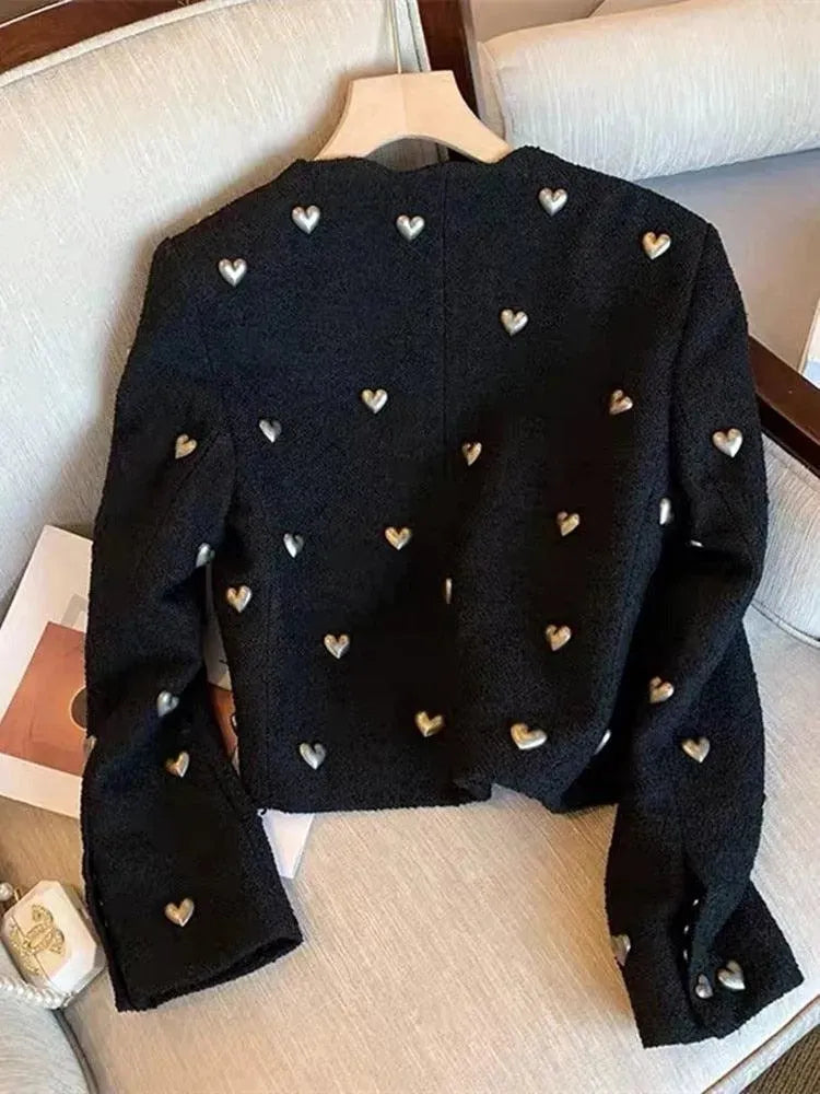 Rhea-Lydia | Women's Heart-Embellished Cropped Blazer