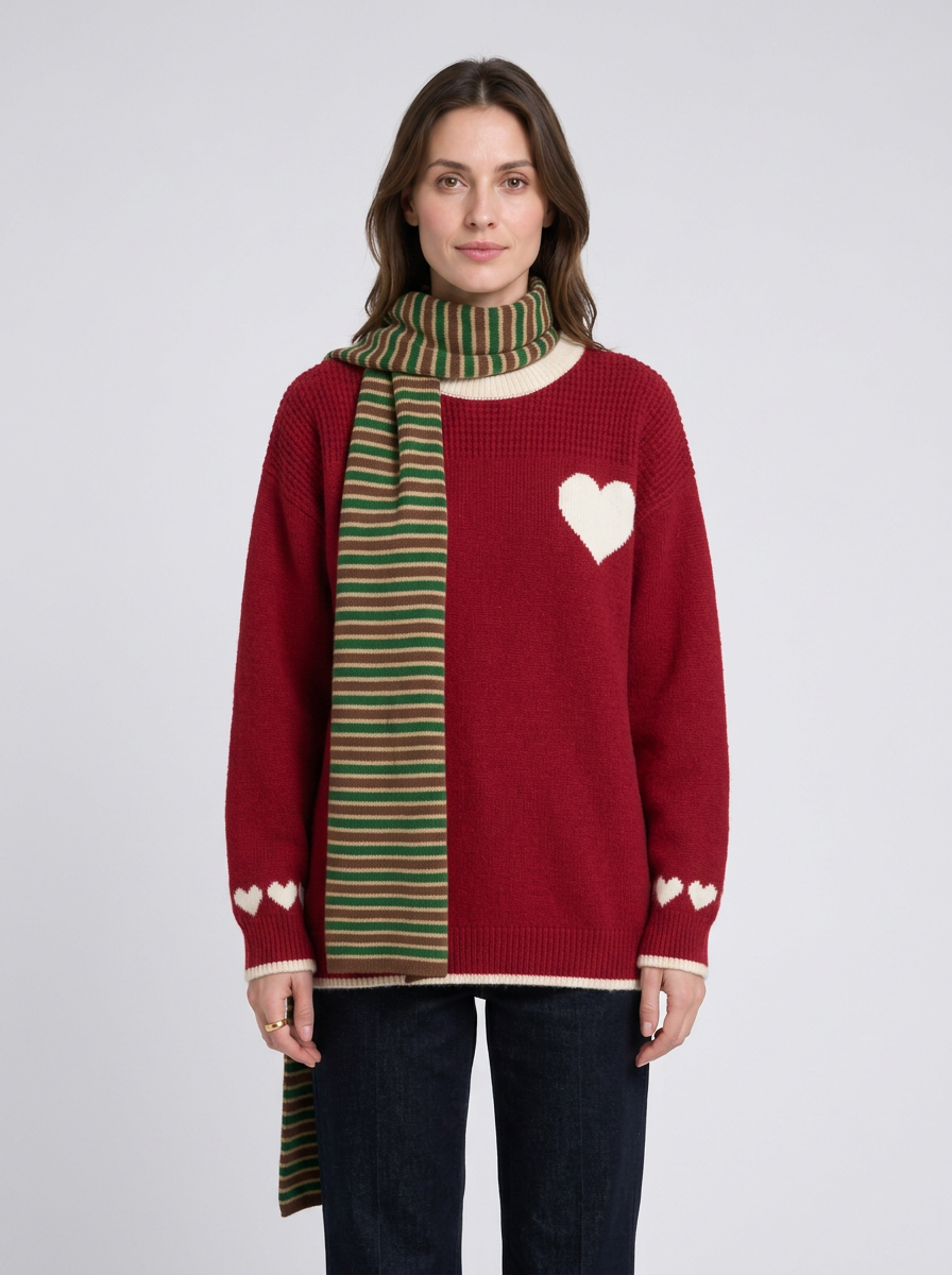 Gwendolyn | Women's Heart-Print Christmas Jumper