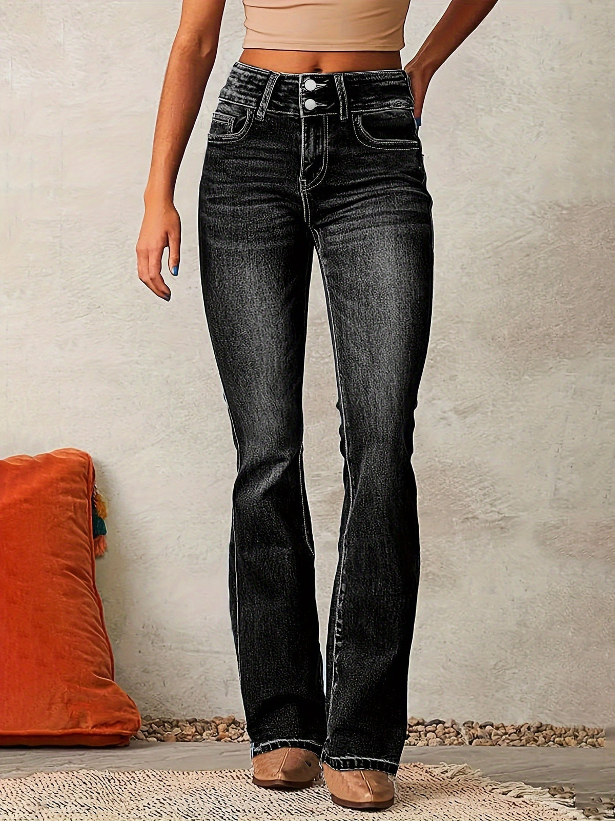 Veronica | Women's High-Waisted Flare Jeans with Double-Button Waist