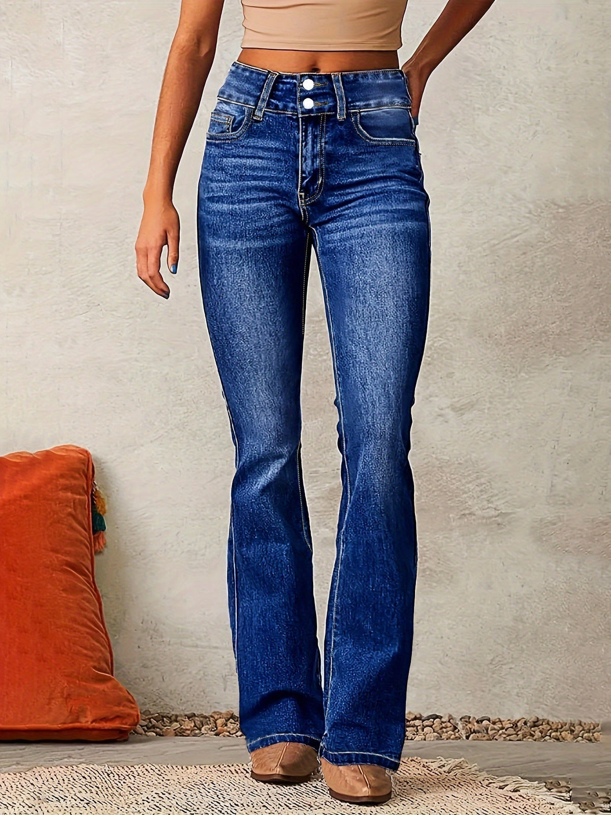 Veronica | Women's High-Waisted Flare Jeans with Double-Button Waist