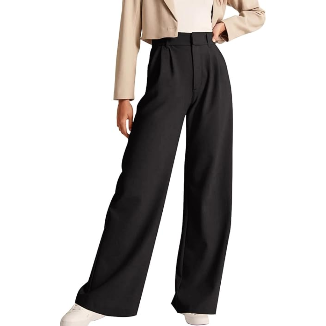 Adele-Alba | Women's High-Waisted Wide-Leg Trousers