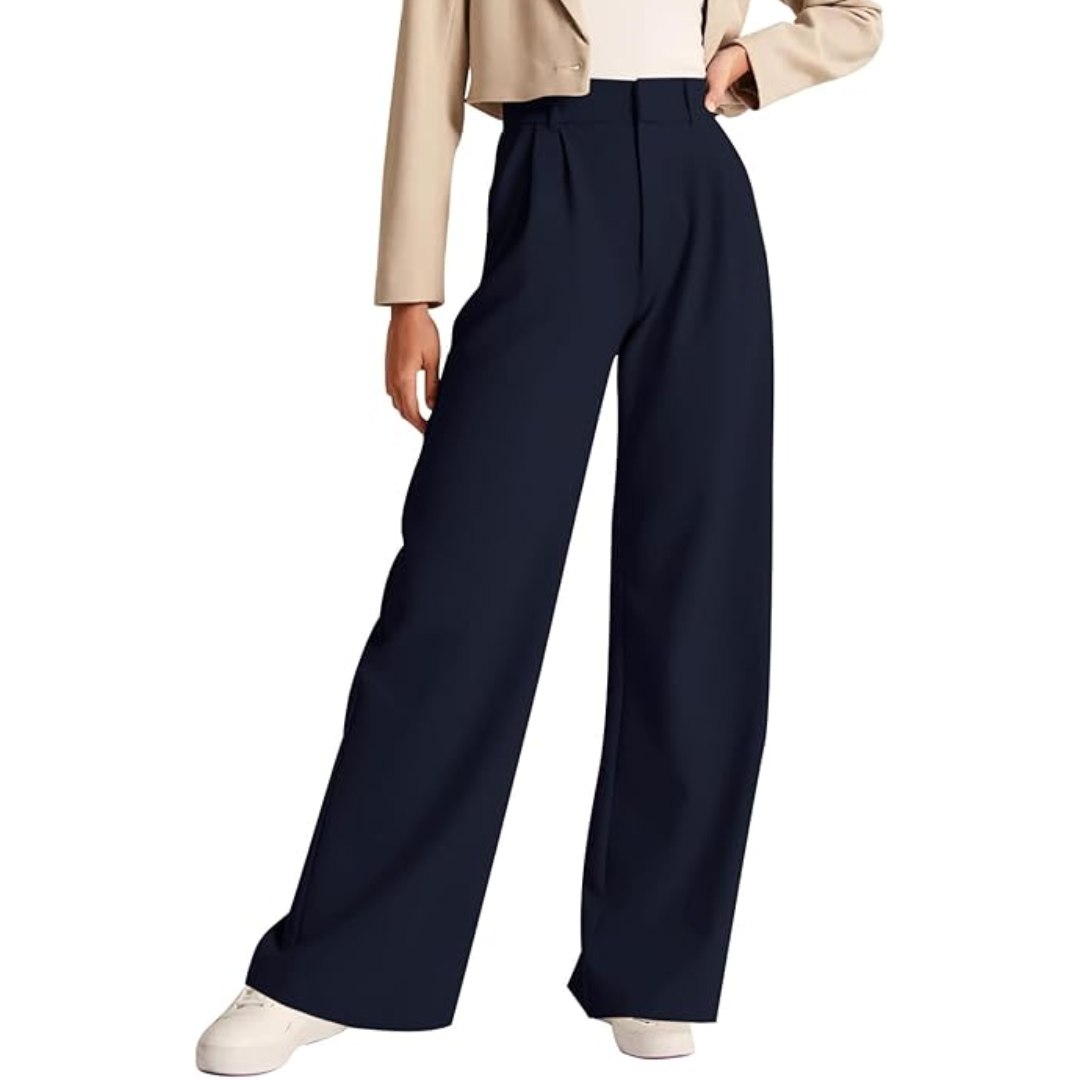 Adele-Alba | Women's High-Waisted Wide-Leg Trousers