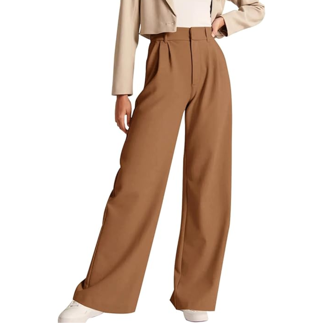 Adele-Alba | Women's High-Waisted Wide-Leg Trousers