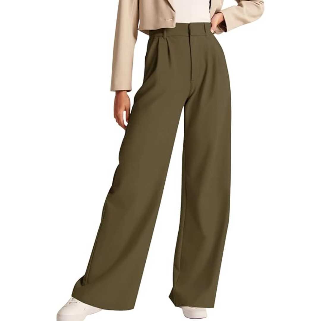 Adele-Alba | Women's High-Waisted Wide-Leg Trousers