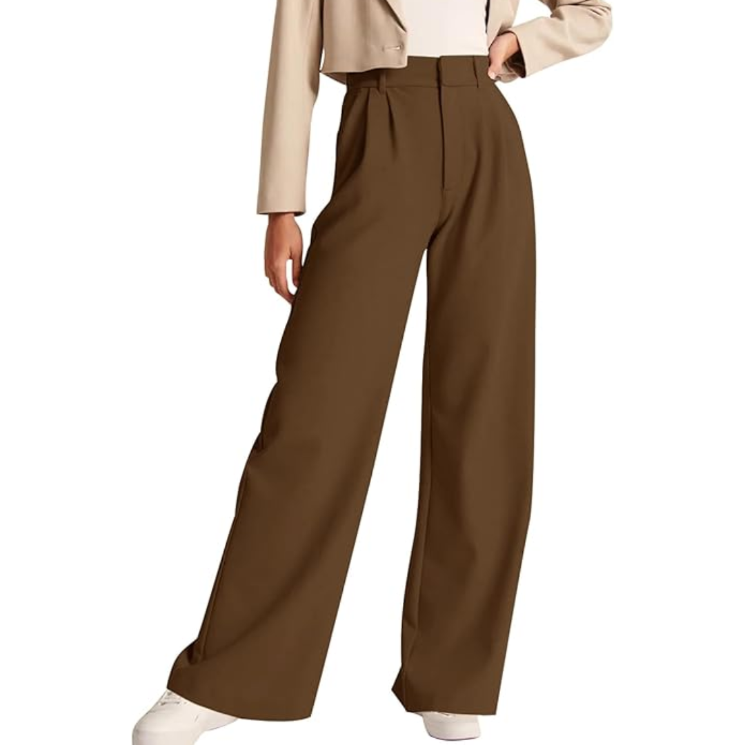 Adele-Alba | Women's High-Waisted Wide-Leg Trousers