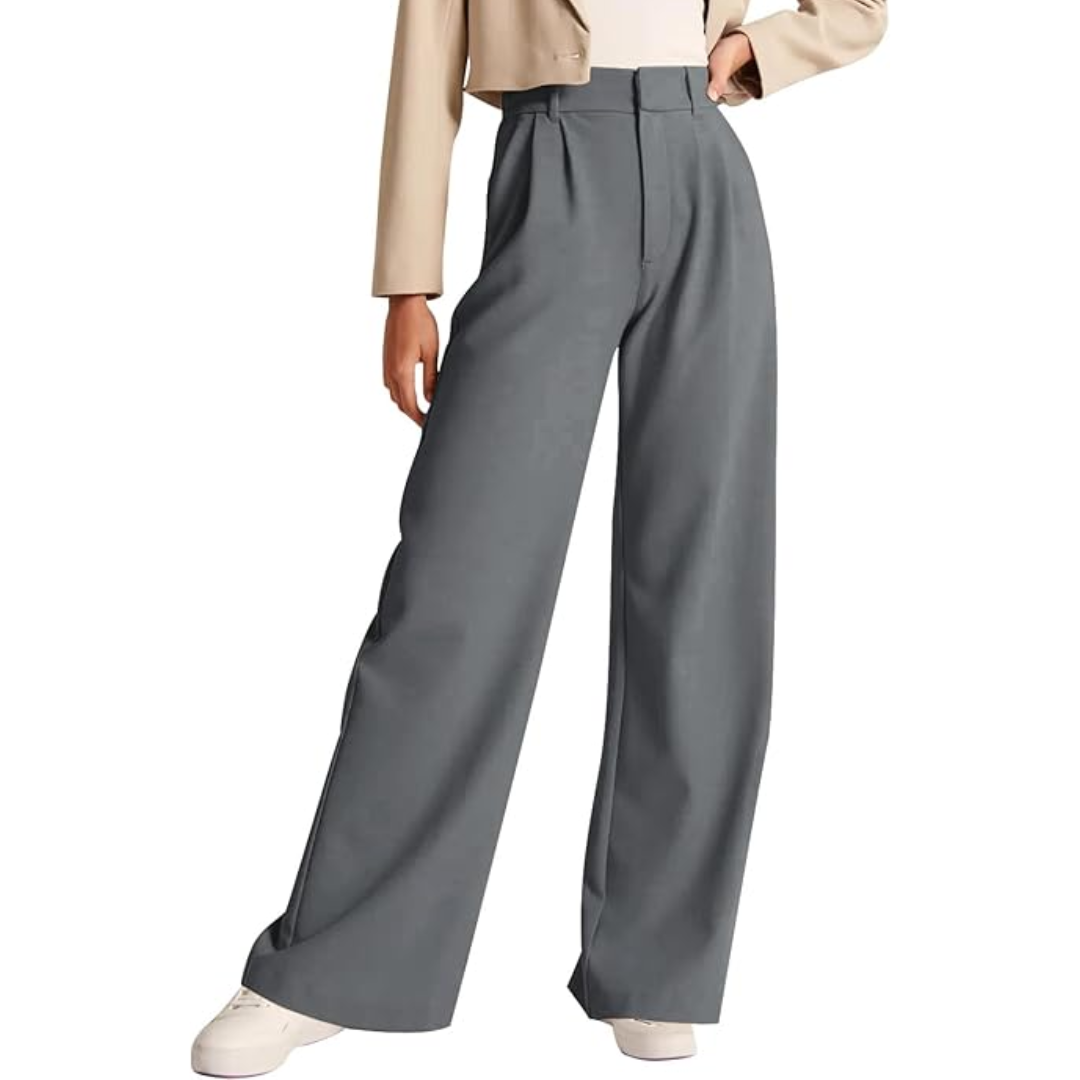 Adele-Alba | Women's High-Waisted Wide-Leg Trousers