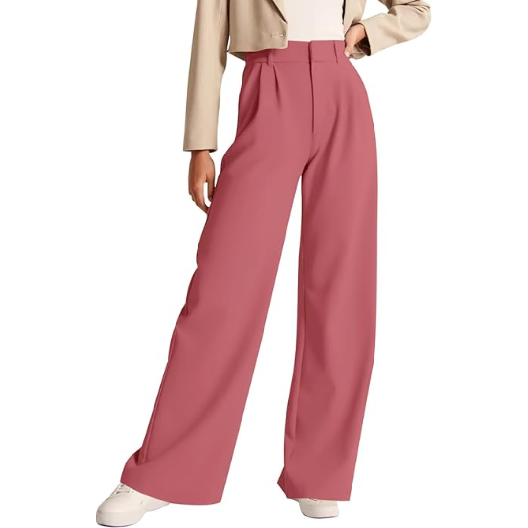Adele-Alba | Women's High-Waisted Wide-Leg Trousers