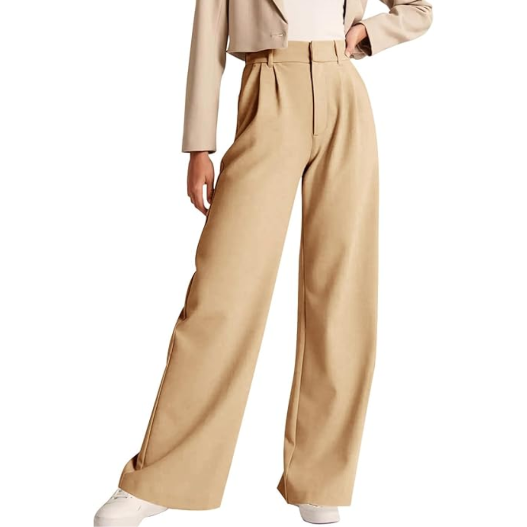 Adele-Alba | Women's High-Waisted Wide-Leg Trousers