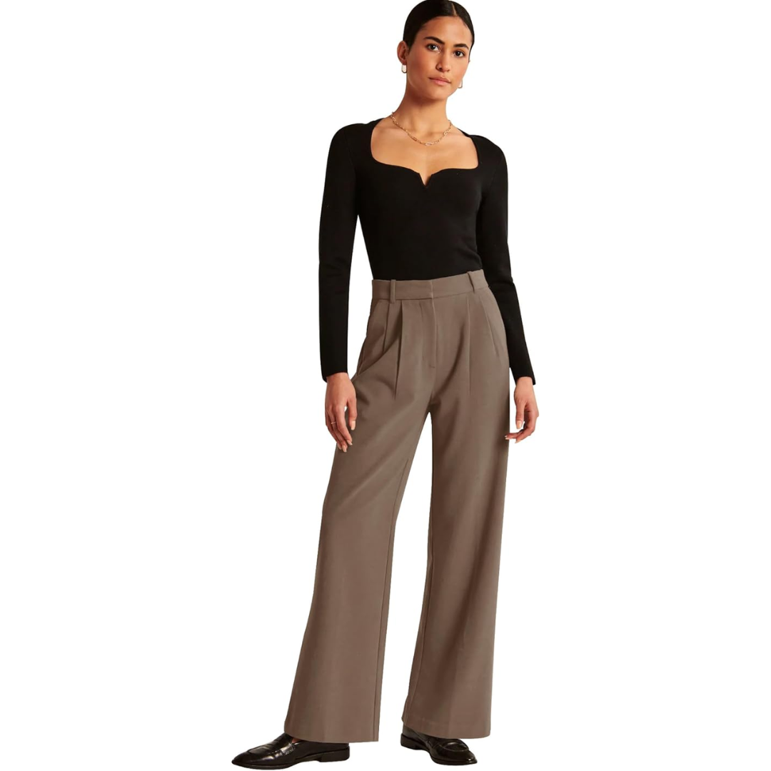 Adele-Alba | Women's High-Waisted Wide-Leg Trousers