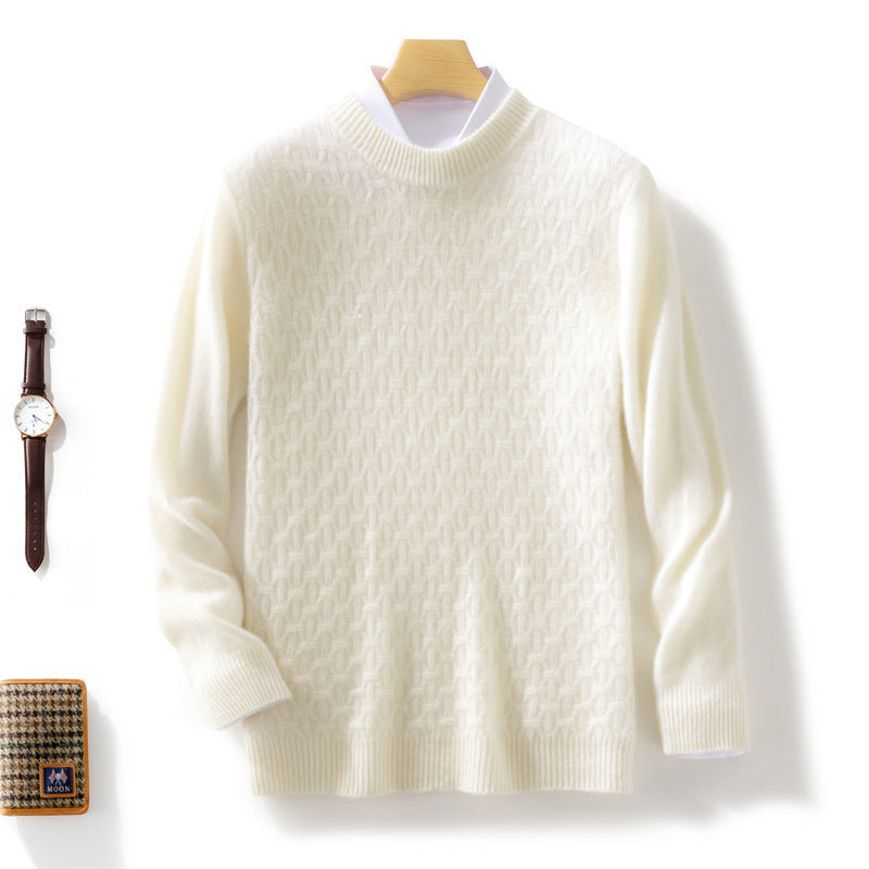 Veronica-Mabel | Women's Honeycomb Mockneck Cable Knit Sweater