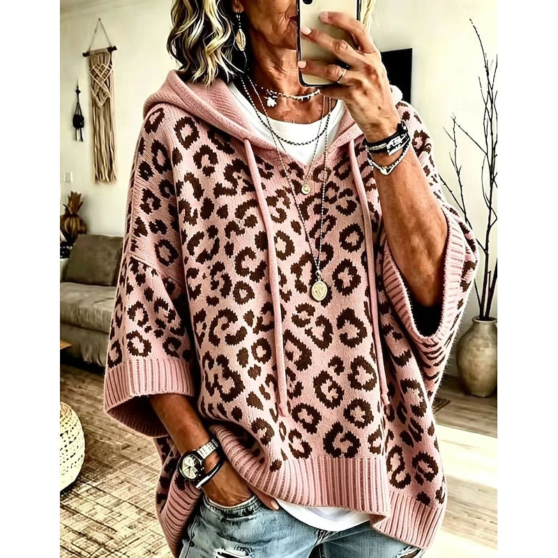 Magda-Veronica | Women's Hooded Animal-Print Jumper