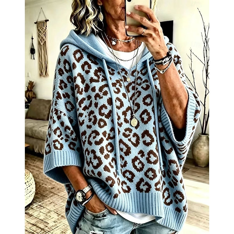 Magda-Veronica | Women's Hooded Animal-Print Jumper