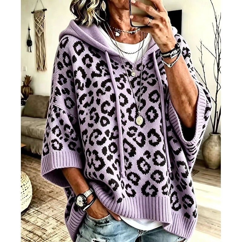Magda-Veronica | Women's Hooded Animal-Print Jumper