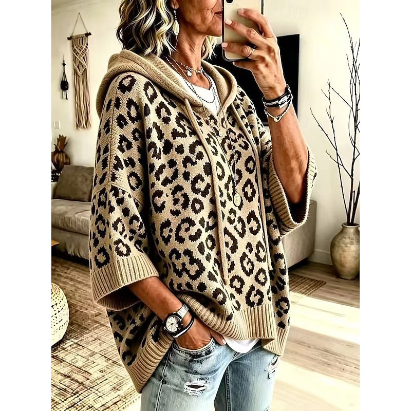 Magda-Veronica | Women's Hooded Animal-Print Jumper