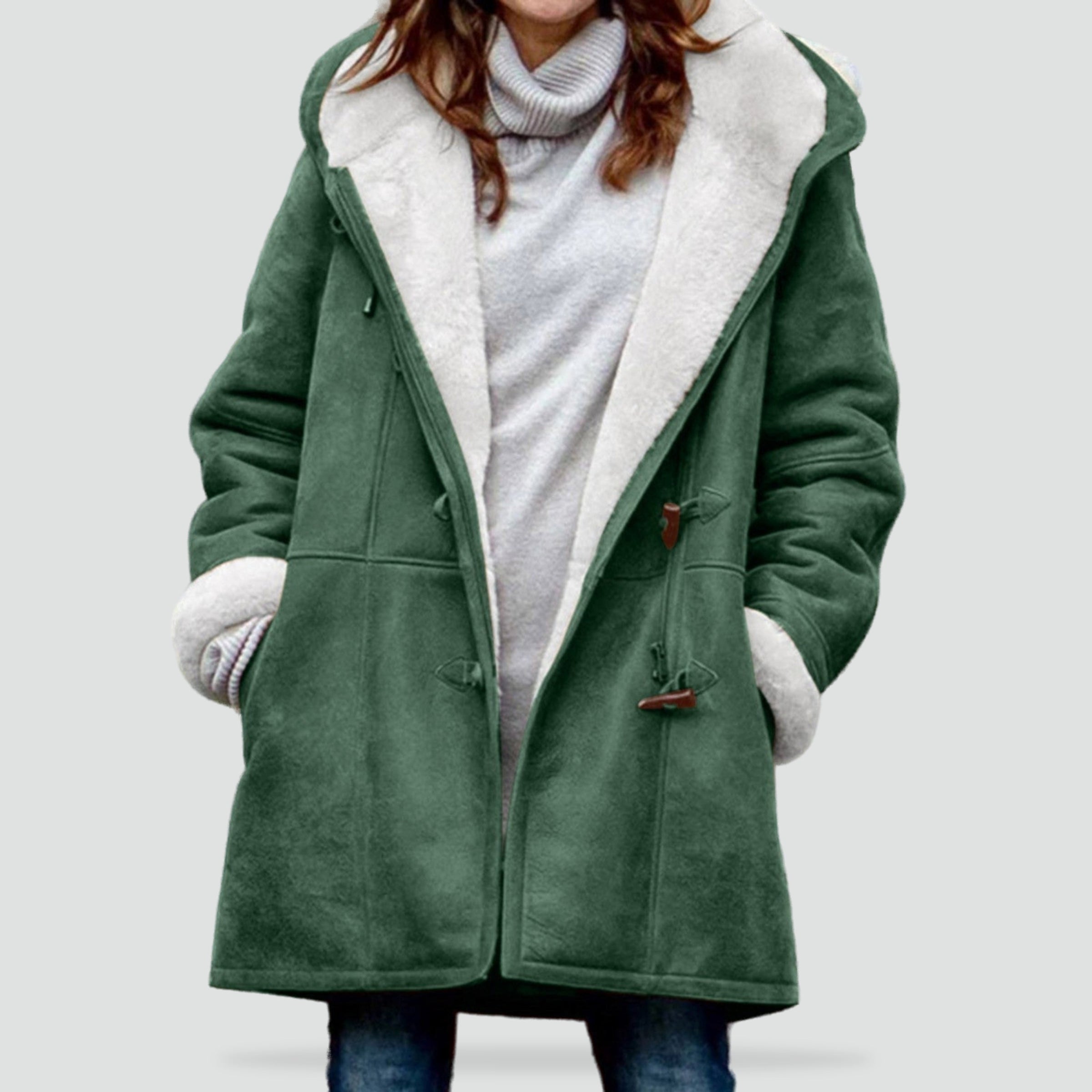Penelope-Cecile | Women's Hooded Duffle Peacoat with Toggle Buttons