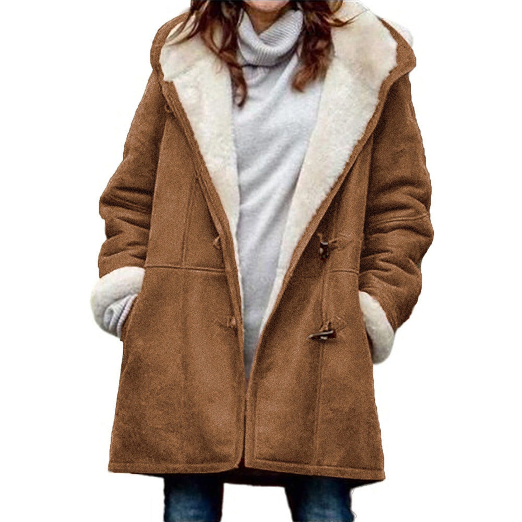 Penelope-Cecile | Women's Hooded Duffle Peacoat with Toggle Buttons