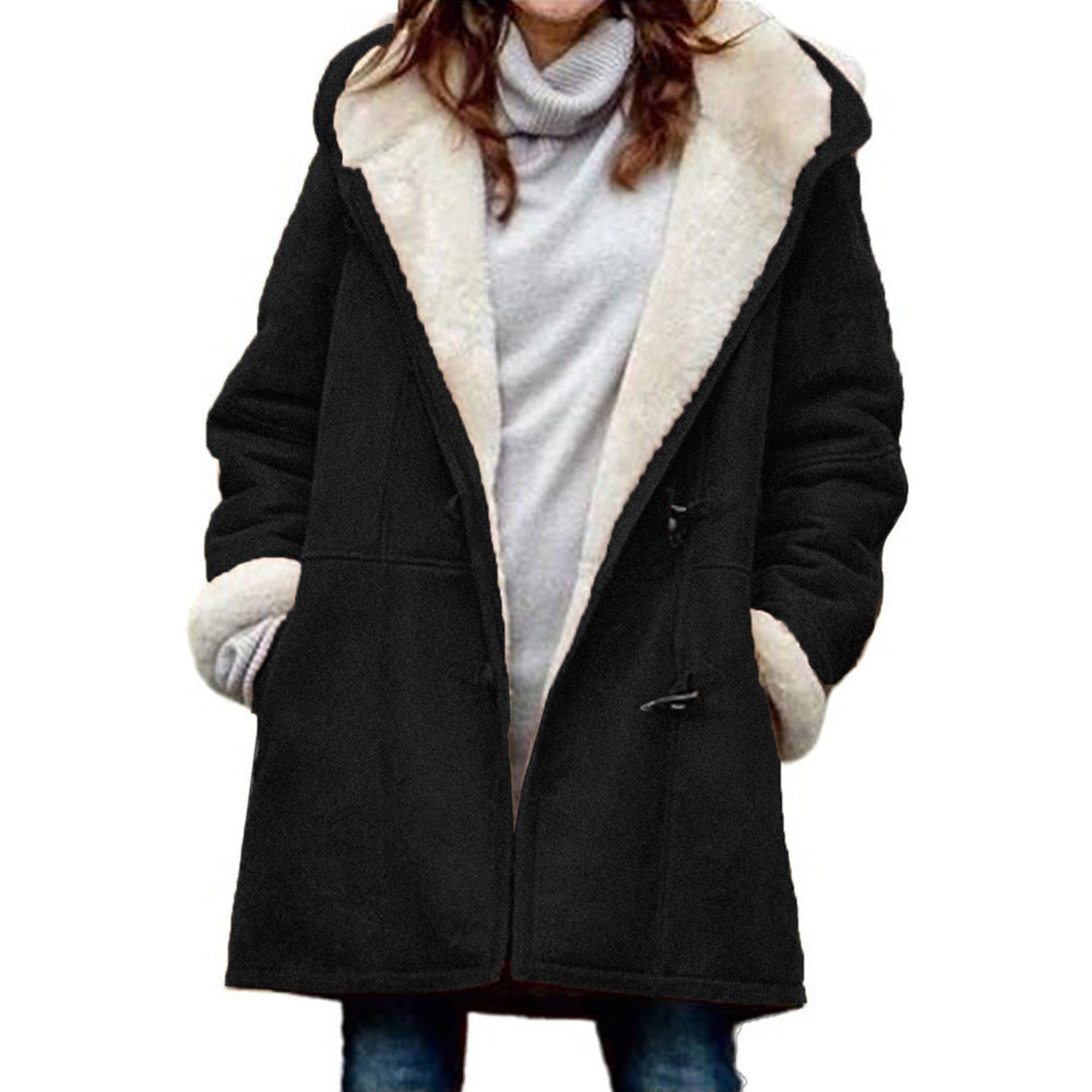 Penelope-Cecile | Women's Hooded Duffle Peacoat with Toggle Buttons