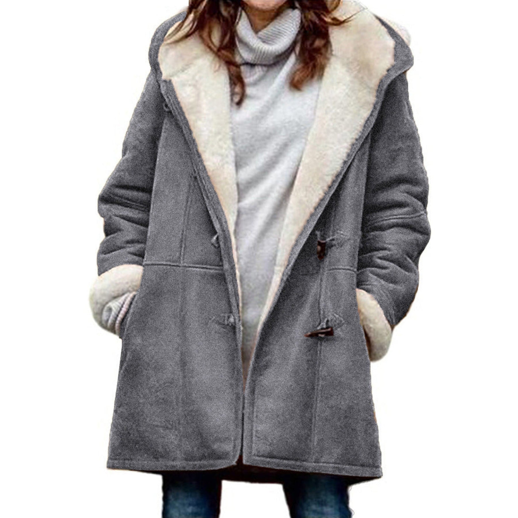 Penelope-Cecile | Women's Hooded Duffle Peacoat with Toggle Buttons