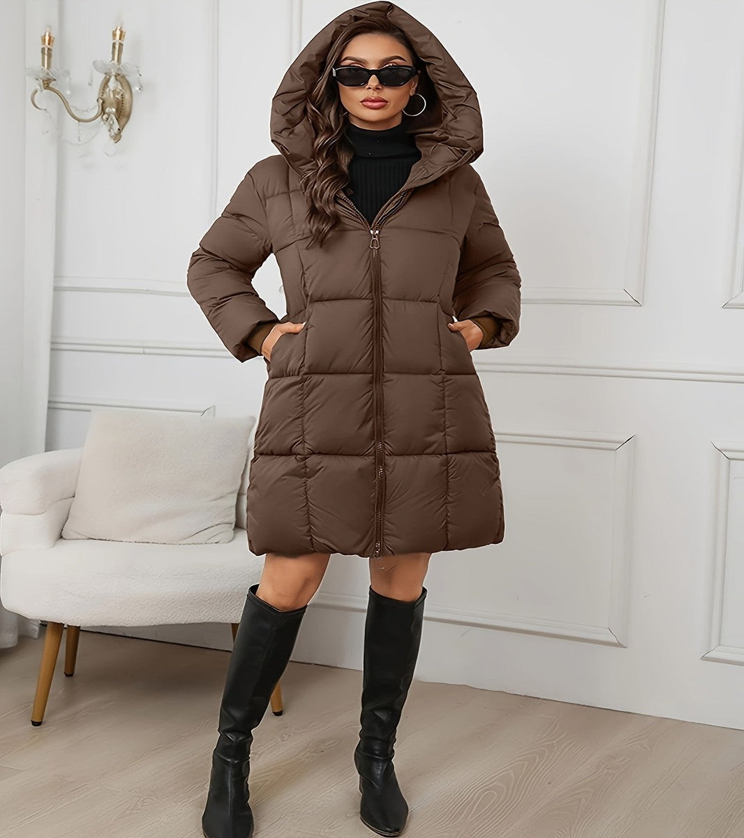 Simone-Winifred | Women's Hooded Longline Puffer Coat