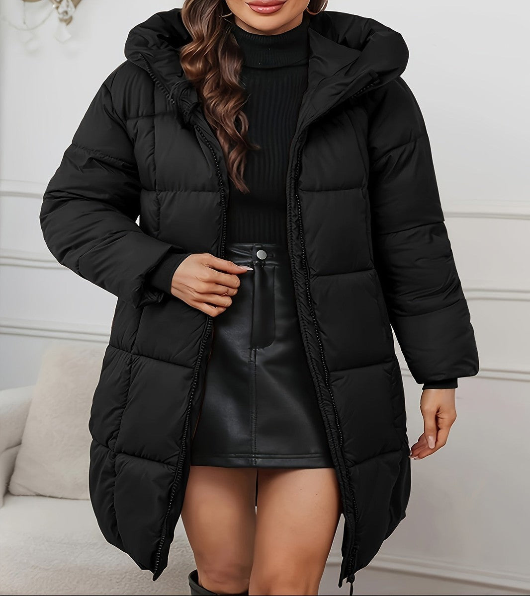Simone-Winifred | Women's Hooded Longline Puffer Coat