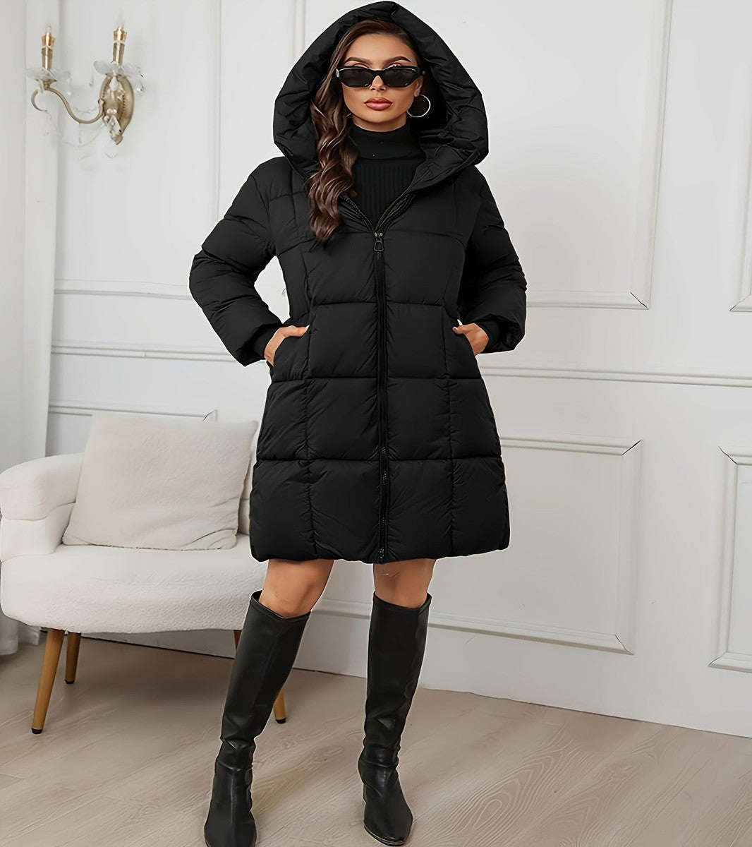 Simone-Winifred | Women's Hooded Longline Puffer Coat