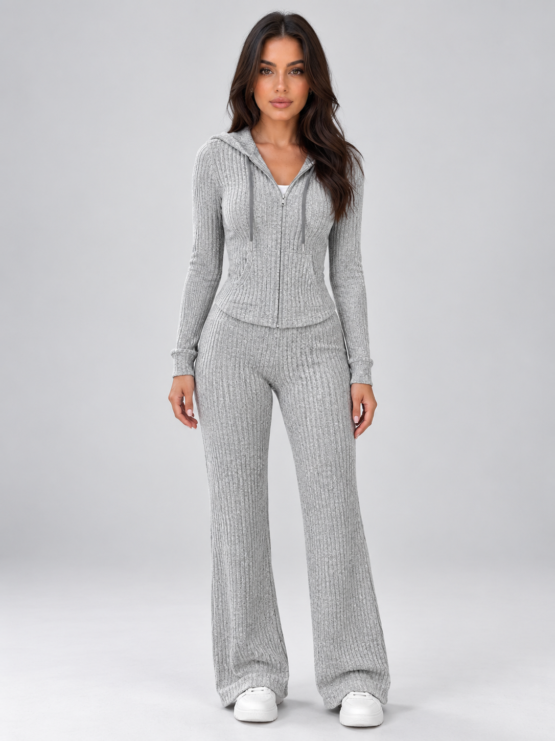 Sigrid-Sybil | Women's Hooded Ribbed Knit Co-Ord Set