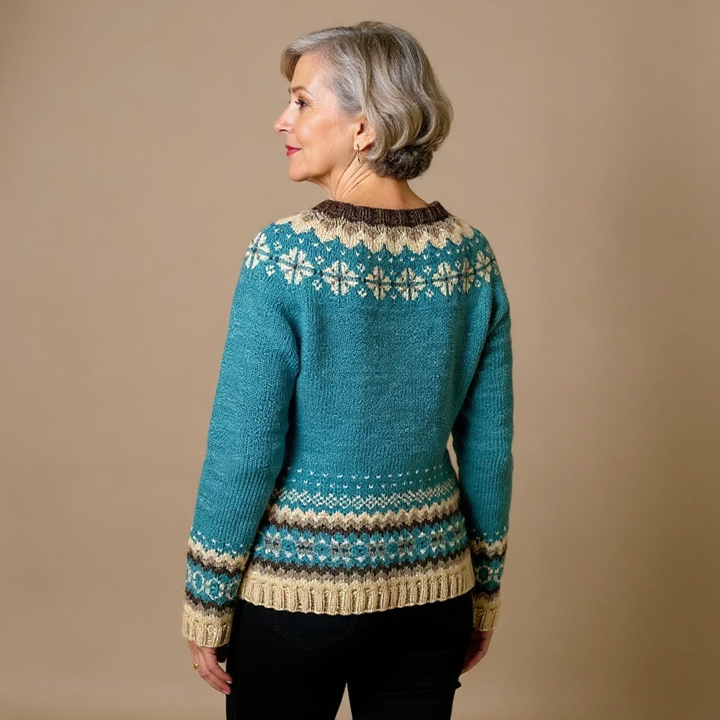 Cornelia-Dorothea | Women's Icelandic-Inspired Patterned Yoke Cardigan