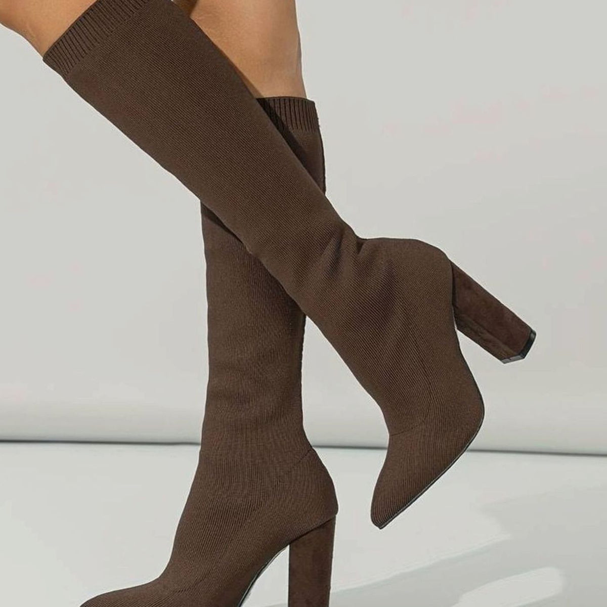 Lillian | Women's Knee-High Block Heel Sock Boots