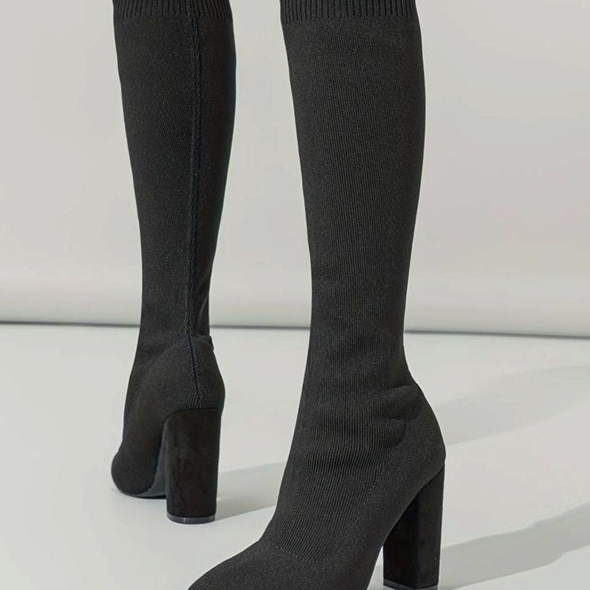Lillian | Women's Knee-High Block Heel Sock Boots