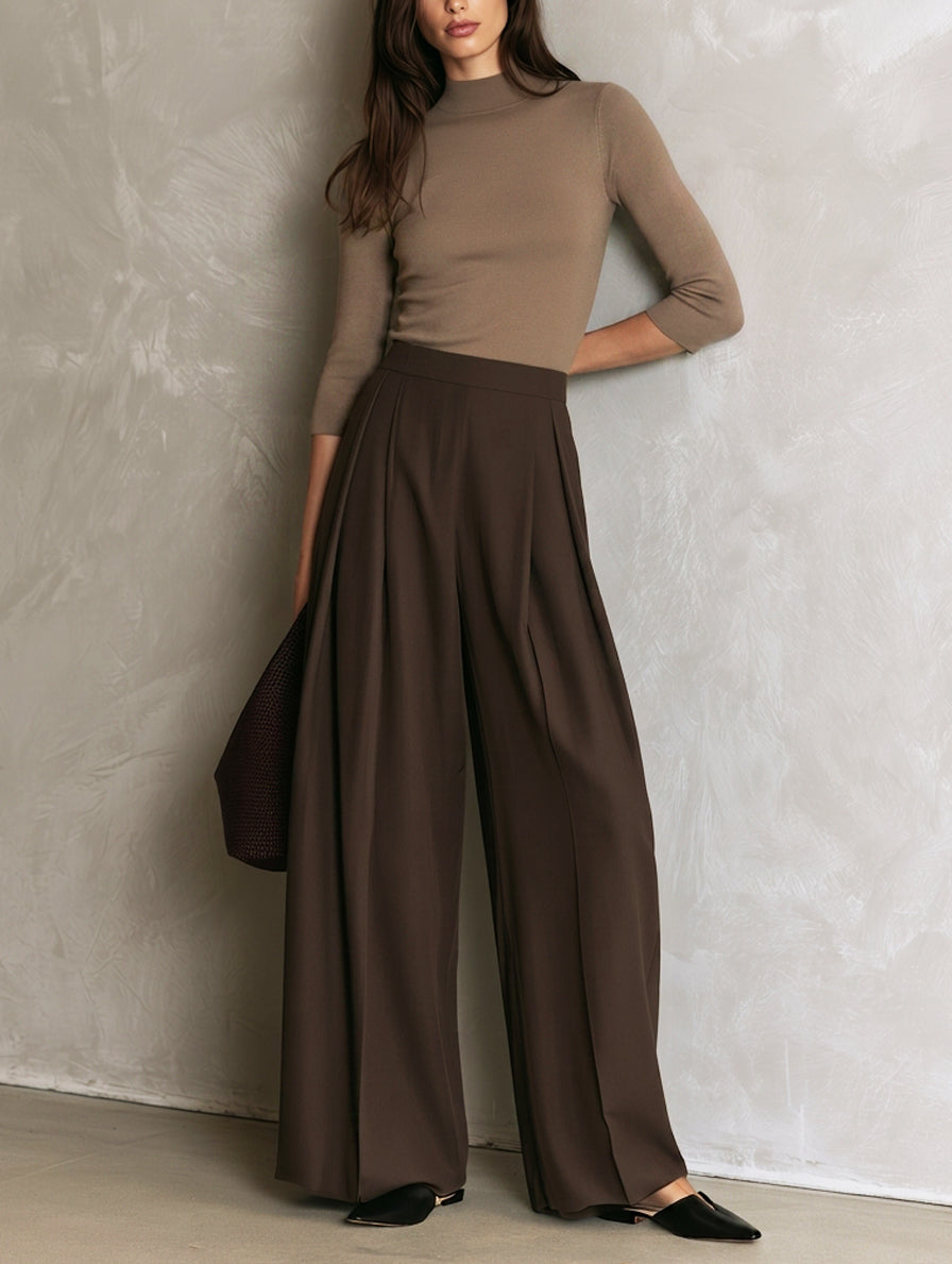 Stella-Annelise | Women's Knit Top and Woven Trousers Two-Piece Set