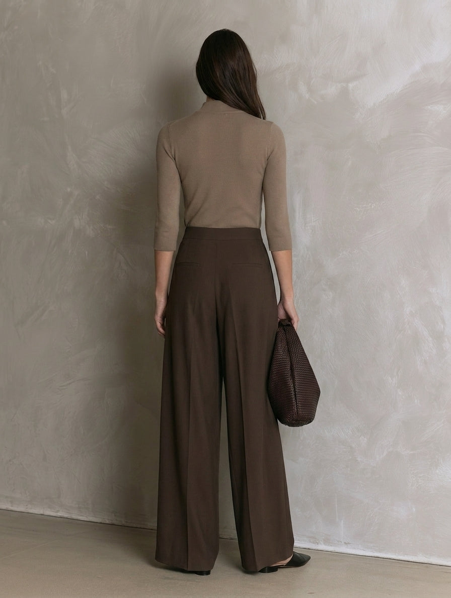 Stella-Annelise | Women's Knit Top and Woven Trousers Two-Piece Set
